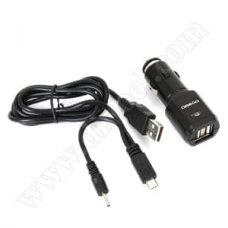 Адаптер захранване Omega 12-24V - 5V 2.1A 2xUSB + 2in1 cable micro USB